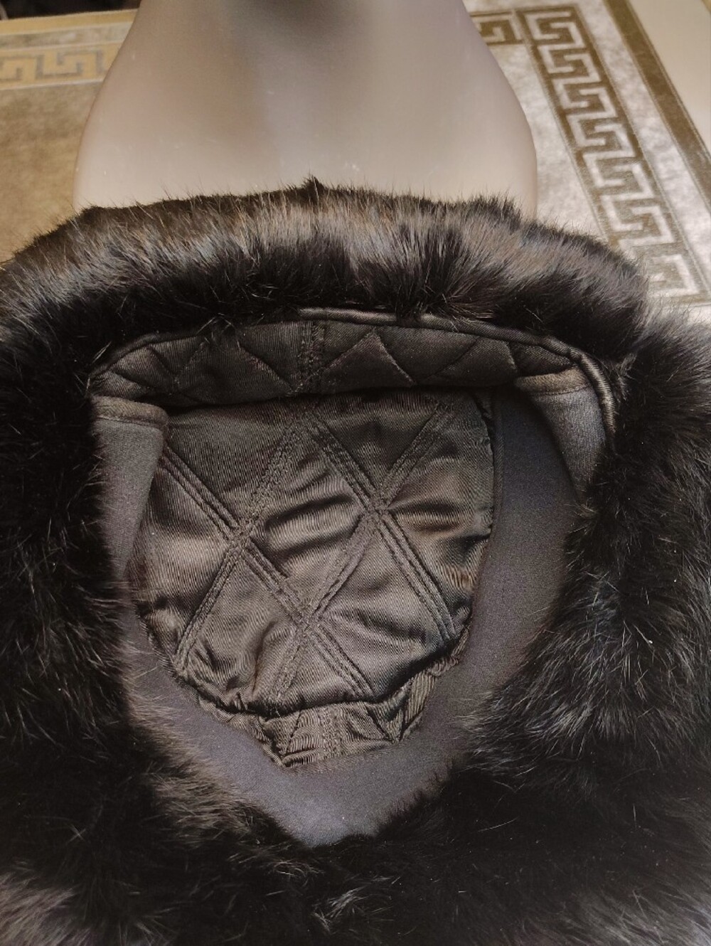 Black Rabbit Fur Trapper Hat - Picture 5 of 6